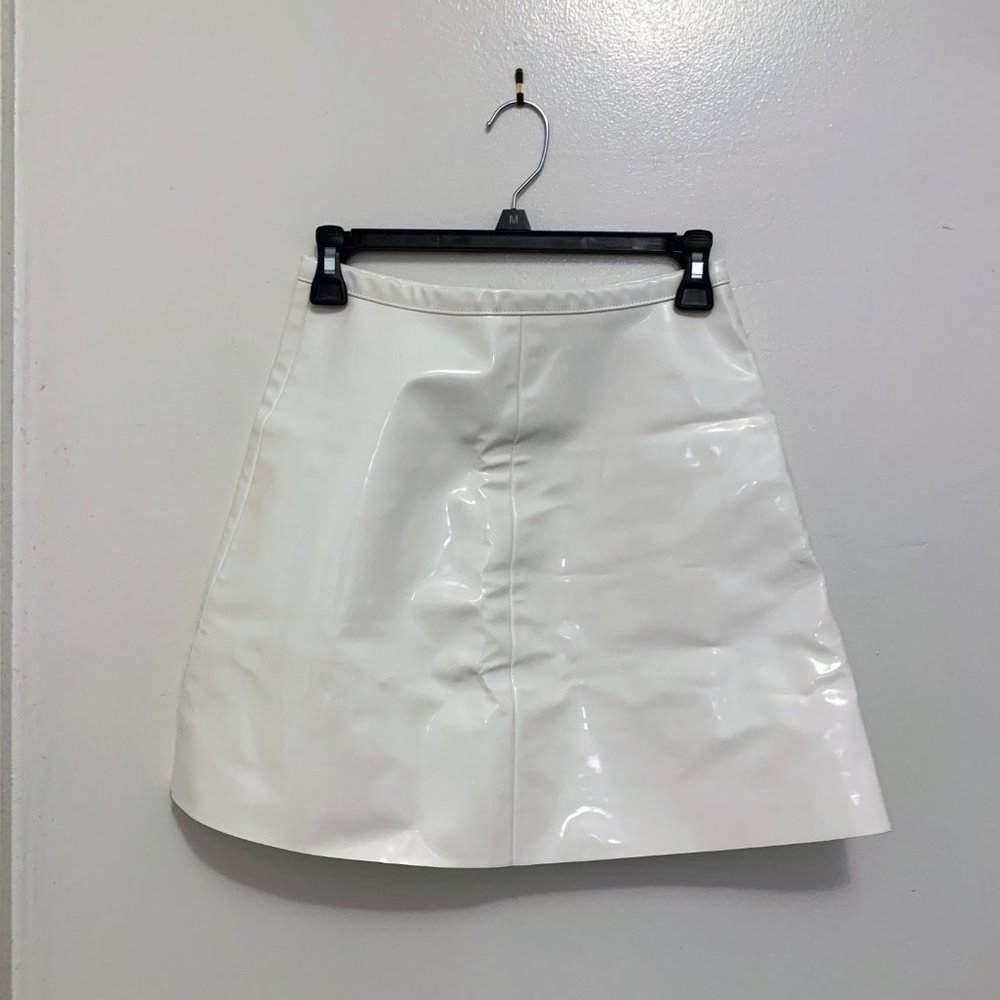 American Apparel white PVC zip front skirt, S - Picture 2 of 7